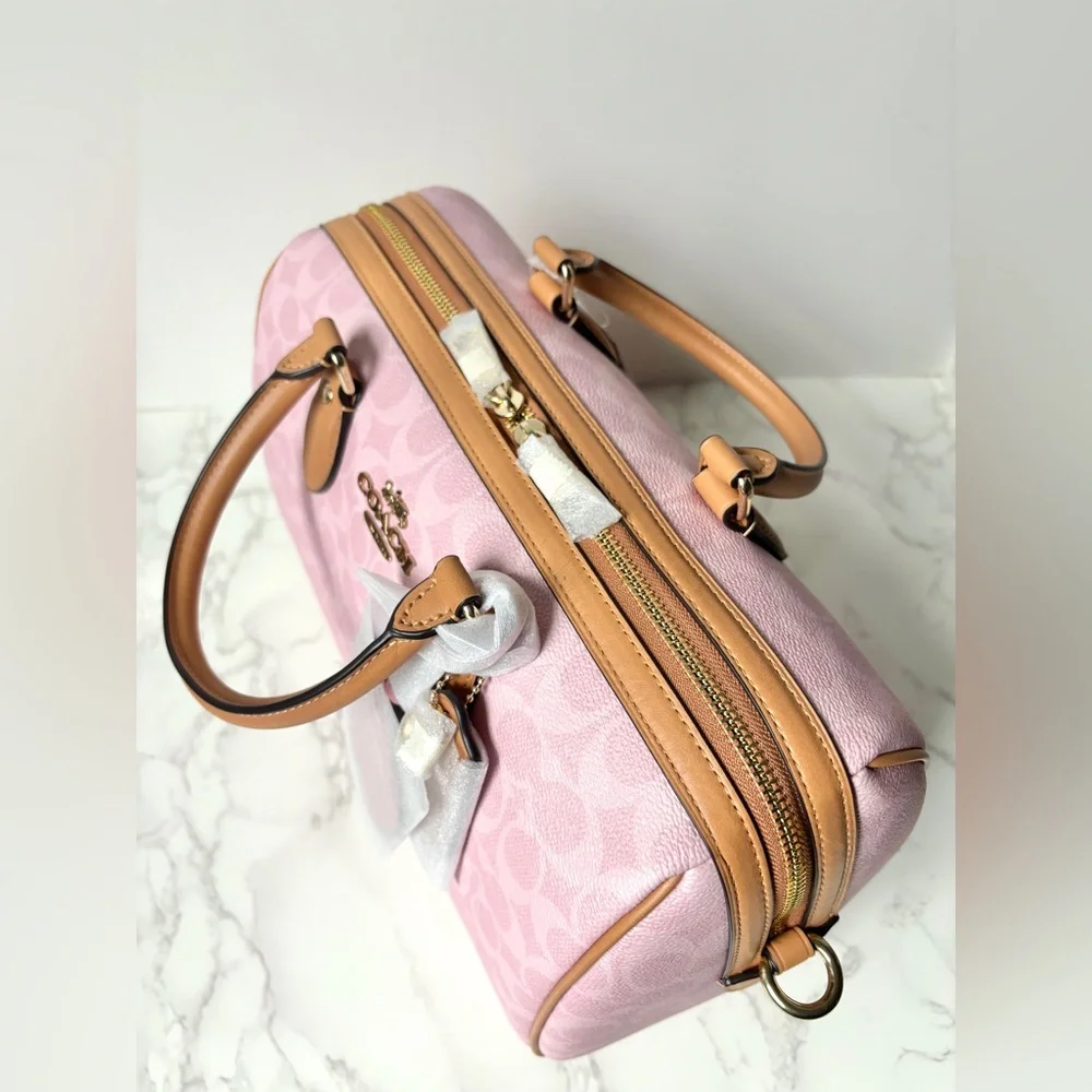 New Coach Large Rowan Powder Pink in Signature Canvas 2026 Release - Picture 11 of 15